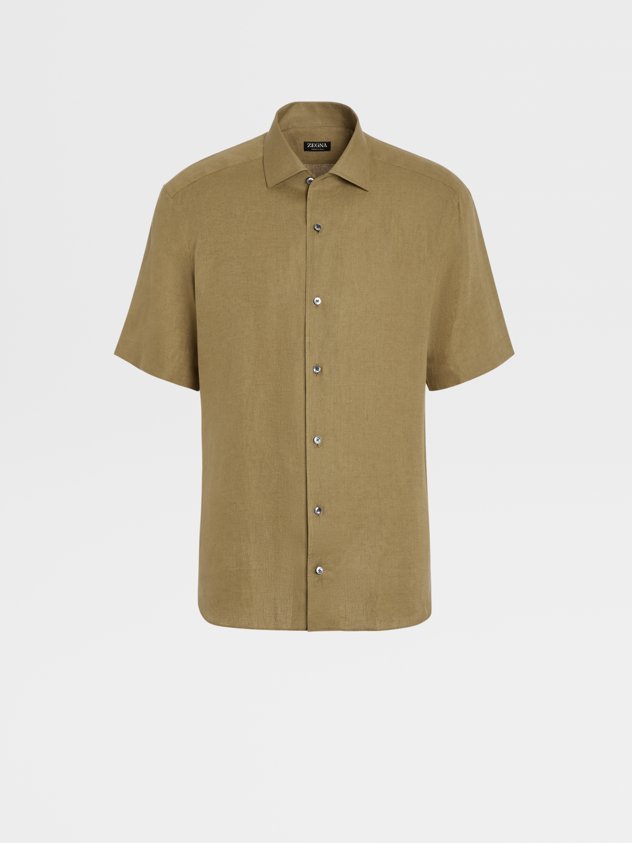 Light Military Green Pure Linen Short-sleeve Shirt